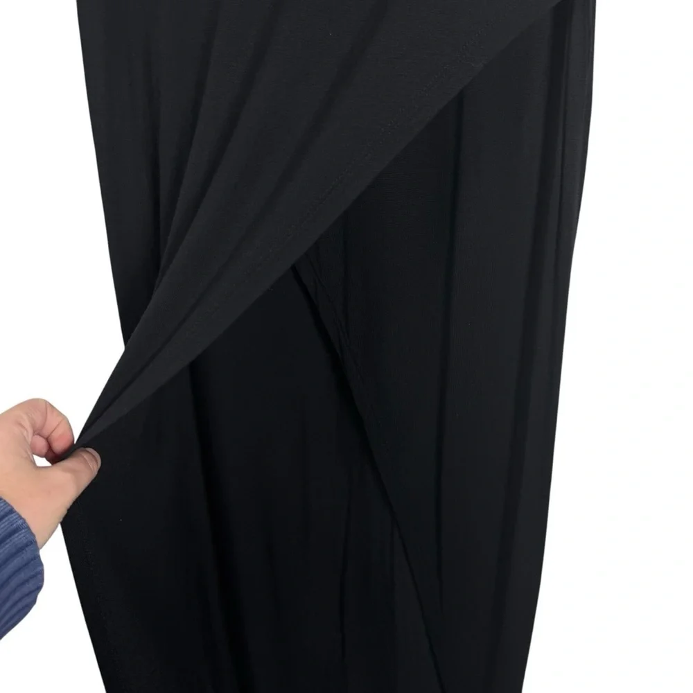 H&M Women’s Jersey Knit Crossover Front Midi Skirt Black Size S